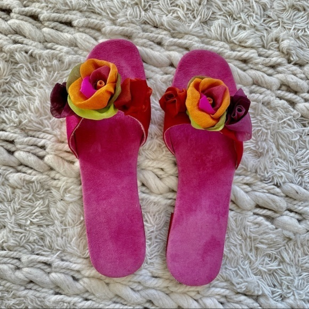 NWT Handmade Jewel-Tone Floral Flats - Sz‎ 7.5/ 8
